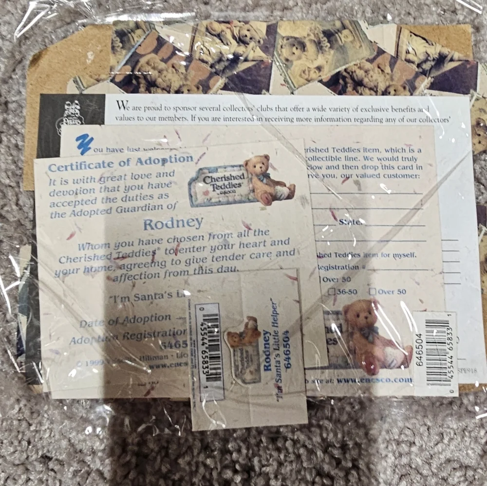 Cherrished Teddies VTG Limited Edition Holiday Tin Set 1999 Plush Bear & Resin - Picture 7 of 11